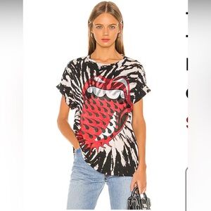 MADEWORN The Rolling Stones Voodoo Tee in Black Spiral Tie Dye